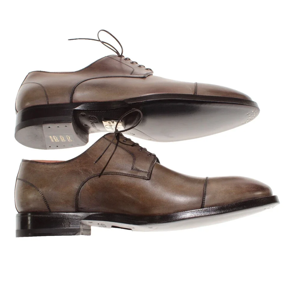 Di Bianco NWD Lace Up Derby Dress Shoes Size 8 US in Brown Leather Made in Italy